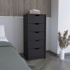 Basilea 5 Drawers Tall Dresser, Pull Out System -Black