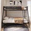 Twin over Full Metal Bunk Bed with Trundle (Wood Slat and Textilene Guardrail)