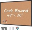Board2by Cork Board Bulletin Board 36 x 48;  Black Wood Framed 4x3 Corkboard;  Office Board for Wall Cork;  Large Wall Mounted Notice Pin Board with 1