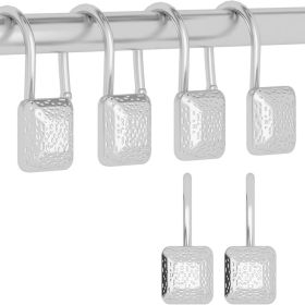 Silver Shower Curtain Hook; Zinc Alloy Hook; Set of 12