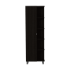 Urano Mirror Linen Cabinet; Four Interior Shelves; Five External Shelves -Black