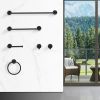 Bathroom Hardware Set; Thicken Space Aluminumm 6 PCS Towel bar Set- Matte Black 24 Inches Wall Mounted