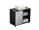 32'' Wide 3 -Drawer Mobile Lateral Filing Cabinet; Black oak and Grey File Cabinet with Printer Stand for Home Office