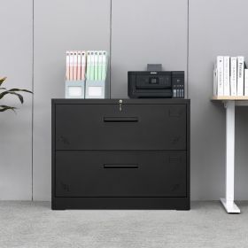 2 Drawer Lateral Filing Cabinet for Legal/Letter A4 Size; Large Deep Drawers Locked by Keys; Locking Wide File Cabinet for Home Office; Metal Steel