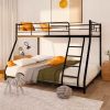 Black Twin over Full Metal Bunk Bed with Comfortable Rungs; Easy to assemble