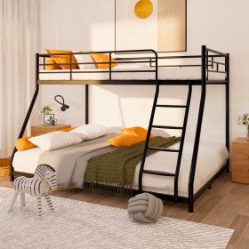 Black Twin over Full Metal Bunk Bed with Comfortable Rungs; Easy to assemble