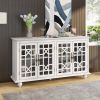 TREXM Sideboard with Adjustable Height Shelves; Metal Handles; and 4 Doors for Living Room; Bedroom; and Hallway (Antique White)