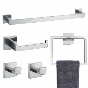 5 Pieces Bathroom Hardware Accessories Set Towel Bar Set Wall Mounted; Stainless Steel
