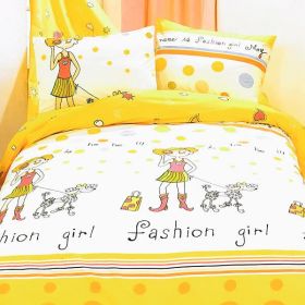 Blancho Bedding - [Fashion Girl(Serene City)] 100% Cotton 7PC Bed In A Bag (King Size)