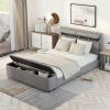 Full Size Upholstery Platform Bed with Storage Headboard and Footboard,Support Legs