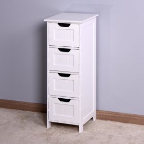 White Bathroom Storage Cabinet; Freestanding Cabinet with Drawers