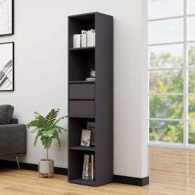 Book Cabinet Gray 14.2"x11.8"x67.3" Engineered Wood