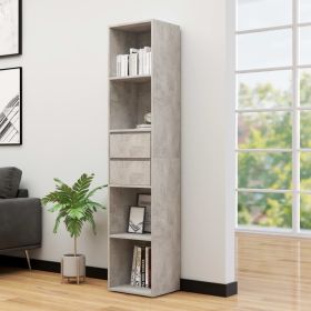 Book Cabinet Concrete Gray 14.2"x11.8"x67.3" Engineered Wood