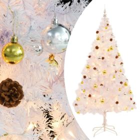 Artificial Christmas Tree with Baubles and LEDs White 7 ft