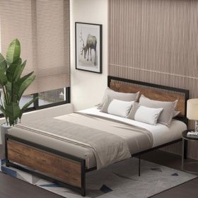 Queen Platform Bed Frame with Headboard and Footboard