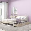 Full Size Metal Platform Bed Frame with  Four Drawers,Sockets and USB Ports ,Slat Support No Box Spring Needed