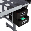 Tempered Glass Adjustable Drafting Table with Storage Drawers