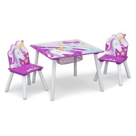 Children's unicorn table and chair set pink