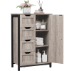 32.5" Height Wooden Bathroom Floor Cabinet Storage Organizer with 4 Drawers, Gray