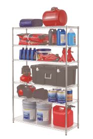 6 Tier Steel Wire Shelf Unit with Liners, Chrome, Capacity 3600 lbs, Adult