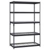 Hart Heavy-Duty 48"W x 2 4"D x 72"H 5-Tier Steel Shelving, Black, 4000 lbs. Capacity