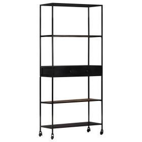 Book Cabinet 35.4"x13.8"x70.9" Rough Mango Wood & Iron