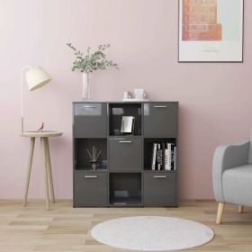 Book Cabinet High Gloss Gray 35.4"x11.8"x35.4" Engineered Wood