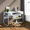 43.3" Rectangular Computer Desk / Writing Desk with Open Storage; White