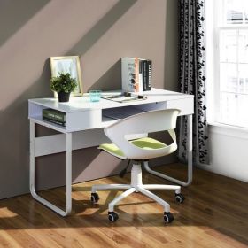 43.3" Rectangular Computer Desk / Writing Desk with Open Storage; White