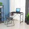 31.5" Computer Desk/ Home office desk With Wire Storage Basket - walnut &amp; black