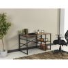 Home Store Sage Black Metal Frame 47" Wooden Top 2 Shelves Writing and Computer Desk for Home Office; Walnut