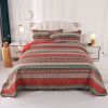 Striped Classical Cotton 3-Piece Patchwork Bedspread Quilt Sets; Queen Size