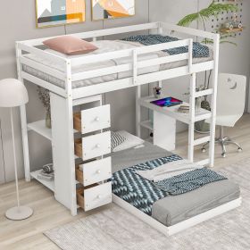 Twin over Twin Bed with Drawers and Shelves