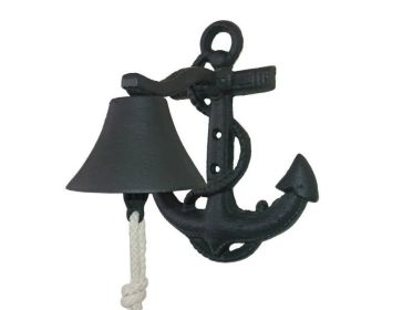 Rustic Black Cast Iron Wall Mounted Anchor Bell 8"