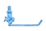 Dark Blue Whitewashed Cast Iron Mermaid Toilet Paper Holder 10""