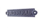 Rustic Dark Blue Cast Iron Admiral Sign 6""