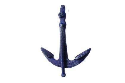 Rustic Dark Blue Cast Iron Anchor Paperweight 5""