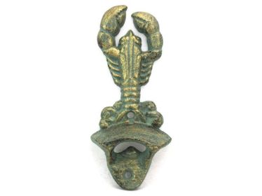 Antique Bronze Cast Iron Wall Mounted Lobster Bottle Opener 6"