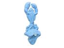 Dark Blue Whitewashed Cast Iron Wall Mounted Lobster Bottle Opener 6""