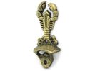 Antique Gold Cast Iron Wall Mounted Lobster Bottle Opener 6"