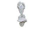Whitewashed Cast Iron Wall Mounted Lobster Bottle Opener 6"