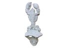 Whitewashed Cast Iron Wall Mounted Lobster Bottle Opener 6"
