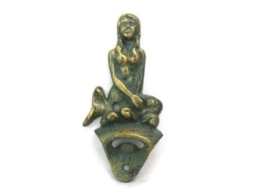 Antique Bronze Cast Iron Wall Mounted Mermaid Bottle Opener 6""