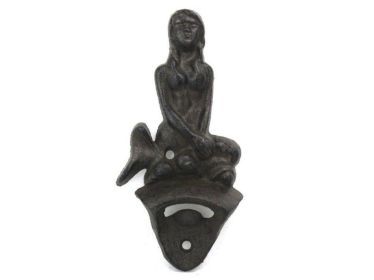 Cast Iron Wall Mounted Mermaid Bottle Opener 6"