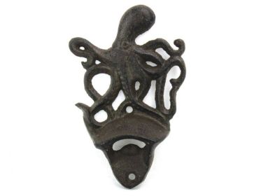 Cast Iron Wall Mounted Octopus Bottle Opener 6"
