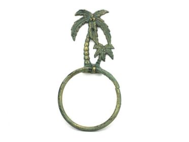 Antique Bronze Cast Iron Palm Tree Towel Holder 9"
