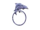 Rustic Dark Blue Cast Iron Dolphins Towel Holder 7"