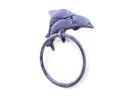Rustic Dark Blue Cast Iron Dolphins Towel Holder 7"