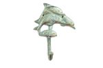 Antique Seaworn Bronze Cast Iron Dolphins Wall Hook 6""