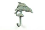 Antique Seaworn Bronze Cast Iron Dolphins Wall Hook 6""